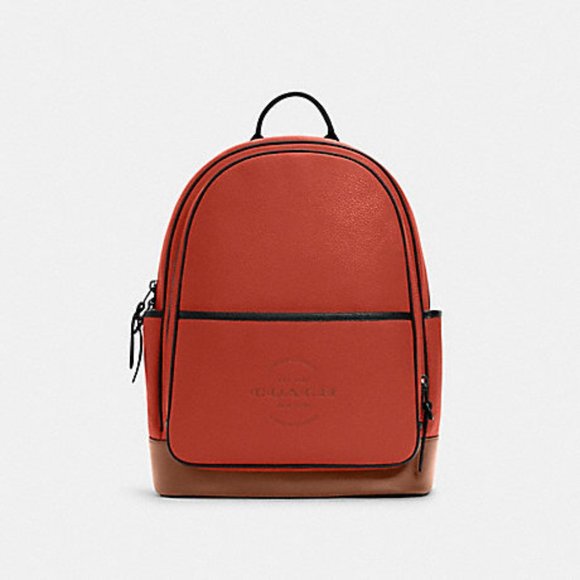 M Coach Thompson Pebbled Leather Backpack - Terracotta/Saddle - Picture 1 of 11